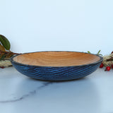 Charred Red Oak Bowl with Blue Embellishment