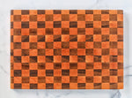 Walnut and cherry "checkered" end grain cutting board, Top view, 12" x 16" 