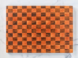 Walnut and cherry "checkered" end grain cutting board, Top view, 12" x 16" 