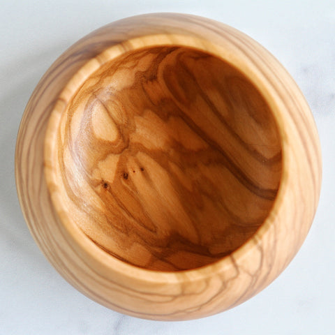 Olive Wood Snack Bowl, Top view, 3.5" x 2"