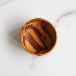 Marble wood trinket dish, top view , 3.5" x 1.5"