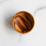 Marble wood trinket dish, top view , 3.5" x 1.5"