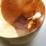 Natural Elm Thin Walled Bowl, Close up of inside bowl with bark inclusion feature, 5.25" x 2.75"