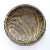 Charred Ash Bowl with gold embellishment, top view, 4.75" x 1.75" 