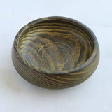 Charred Ash Bowl with gold embellishment, front view, 4.75" x 1.75" 